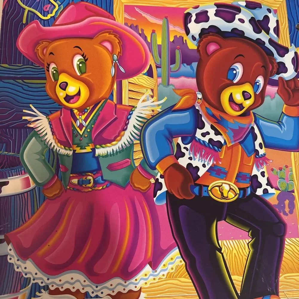 Lisa Frank Vintage Folder Dancing Cowboy Bears